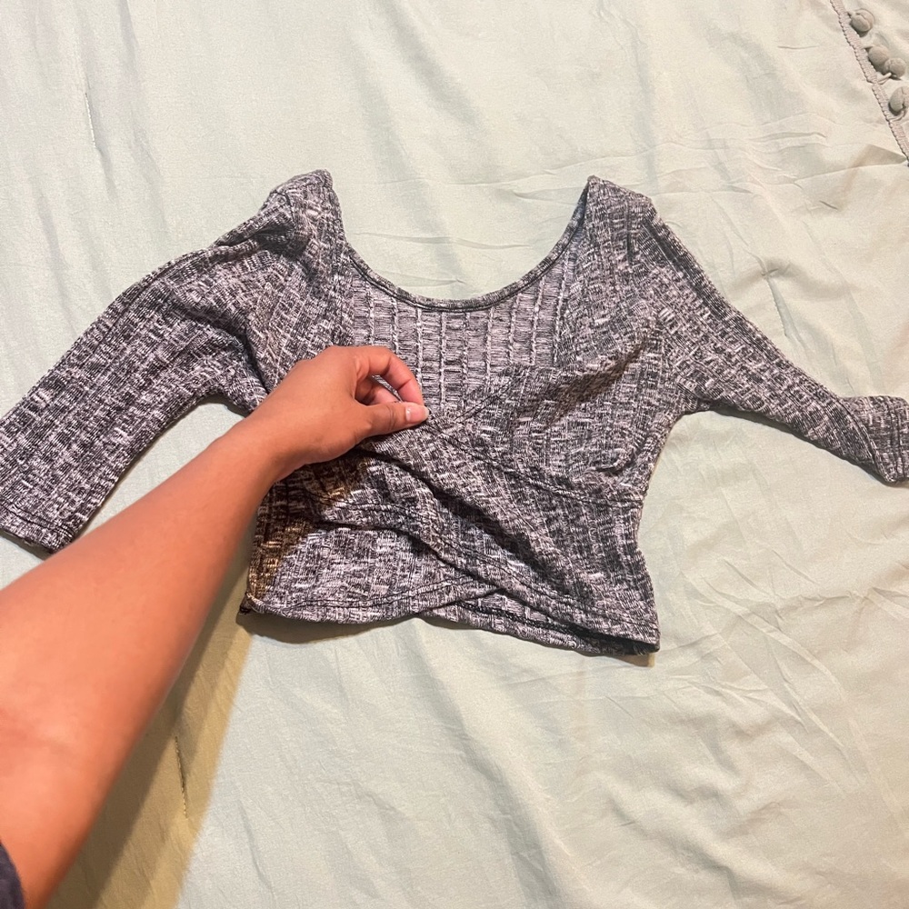 Gray wrap crop top